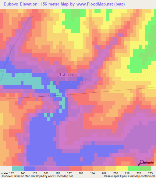 Dubovo,Bulgaria Elevation Map