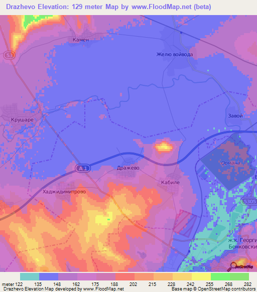 Drazhevo,Bulgaria Elevation Map