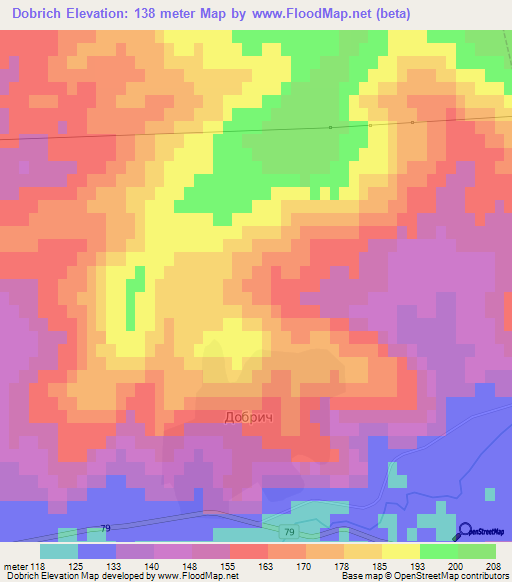 Dobrich,Bulgaria Elevation Map