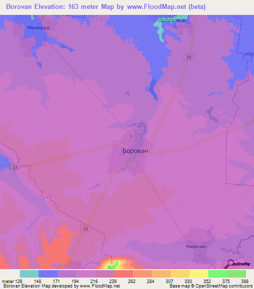 Borovan,Bulgaria Elevation Map