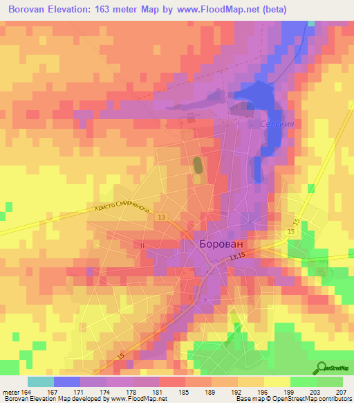 Borovan,Bulgaria Elevation Map