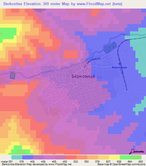 Berkovitsa,Bulgaria Elevation Map