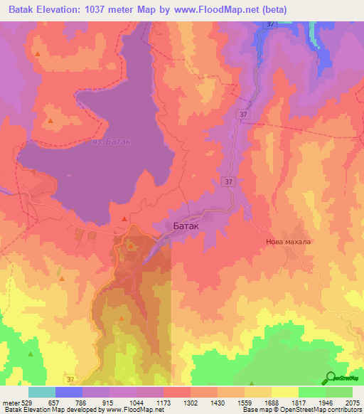 Batak,Bulgaria Elevation Map