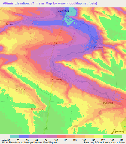 Altimir,Bulgaria Elevation Map