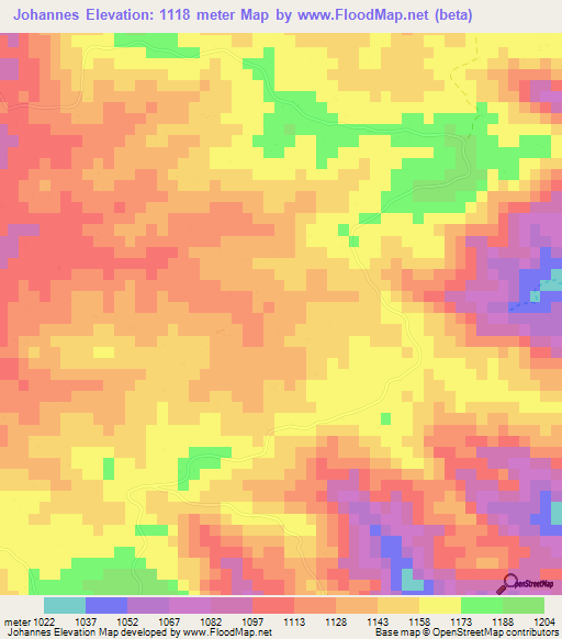 Elevation of Johannes,Zimbabwe Elevation Map, Topography, Contour