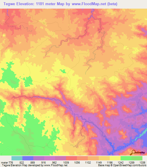 Elevation of Tegwe,Zimbabwe Elevation Map, Topography, Contour