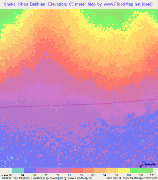 Shakal Khan Bakhlani,Pakistan Elevation Map