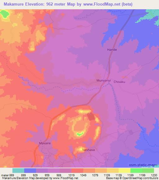 Elevation of Makamure,Zimbabwe Elevation Map, Topography, Contour