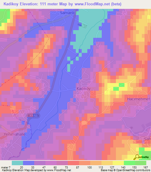 Kadikoy,Turkey Elevation Map