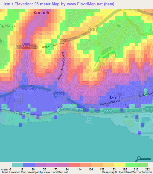 Elevation of Izmit,Turkey Elevation Map, Topography, Contour