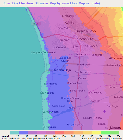 Juan 23ro,Peru Elevation Map