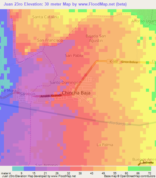 Juan 23ro,Peru Elevation Map