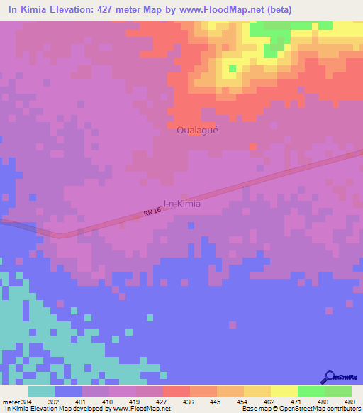 In Kimia,Niger Elevation Map