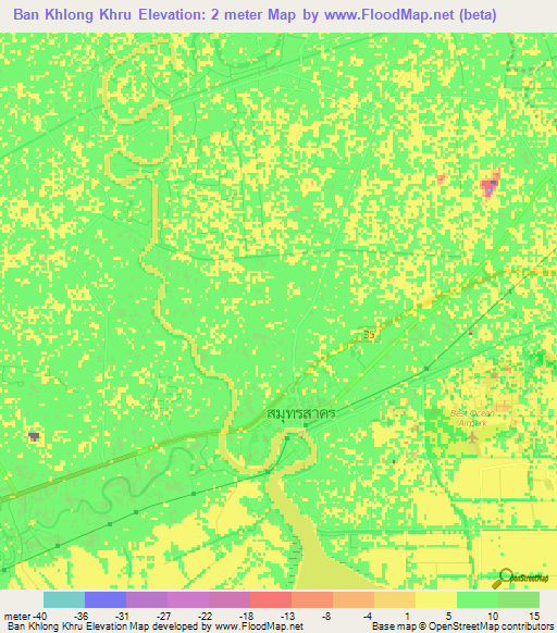 Ban Khlong Khru,Thailand Elevation Map