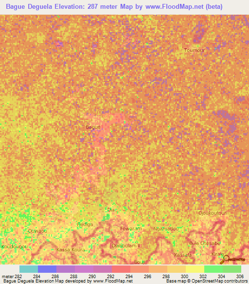 Bague Deguela,Niger Elevation Map