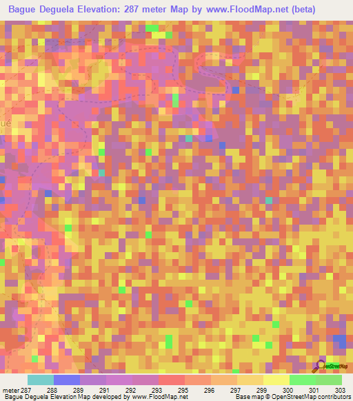 Bague Deguela,Niger Elevation Map