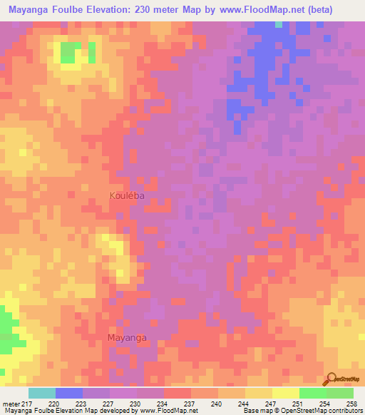 Mayanga Foulbe,Niger Elevation Map