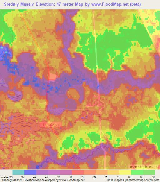 Sredniy Massiv,Russia Elevation Map