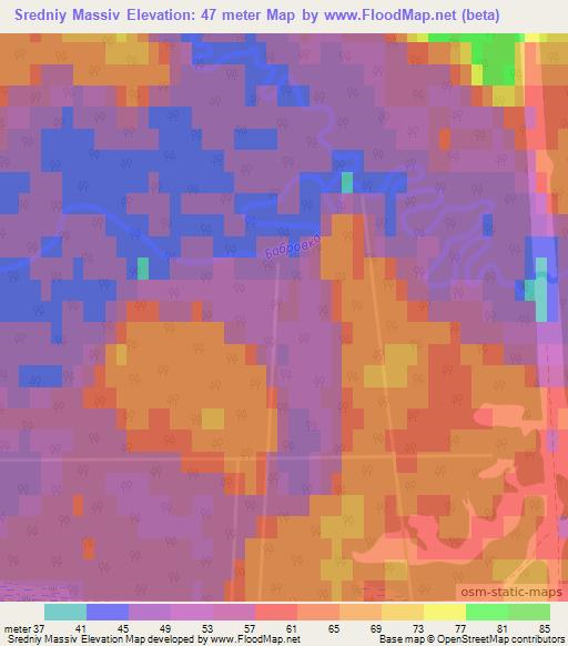 Sredniy Massiv,Russia Elevation Map