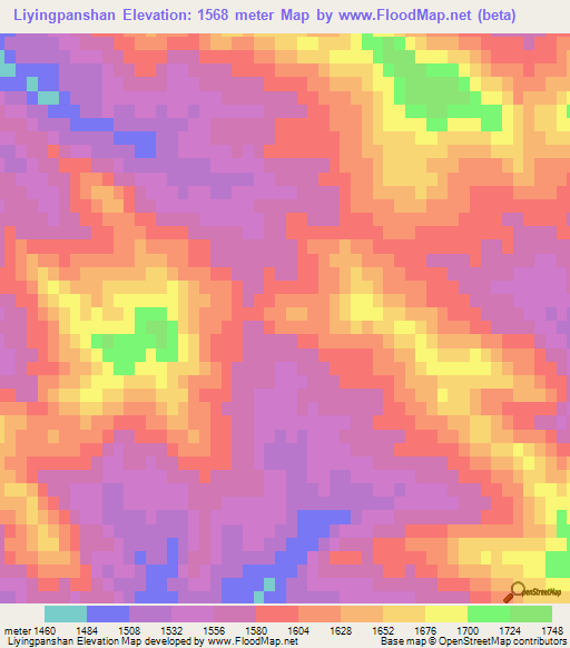 Liyingpanshan,China Elevation Map