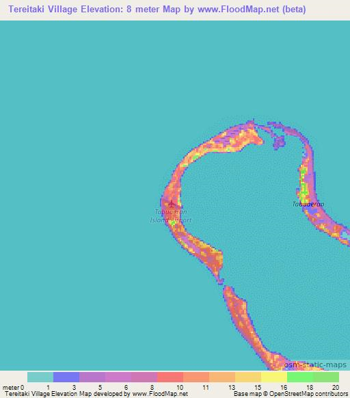 Tereitaki Village,Kiribati Elevation Map