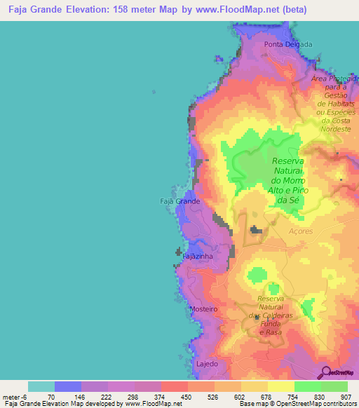 Faja Grande,Portugal Elevation Map