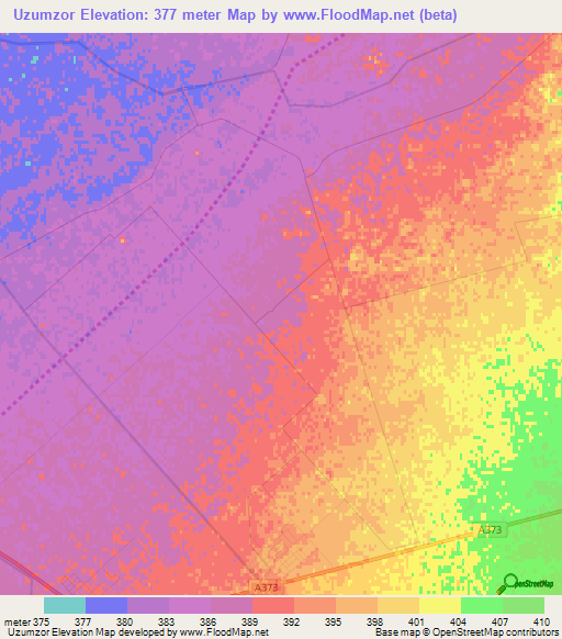 Uzumzor,Uzbekistan Elevation Map