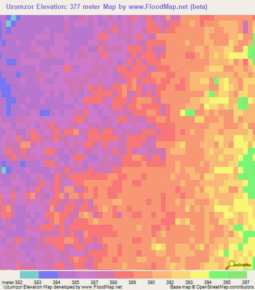 Uzumzor,Uzbekistan Elevation Map