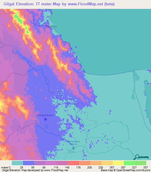 Gilgal,Colombia Elevation Map