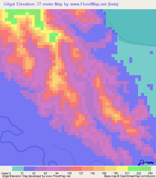 Gilgal,Colombia Elevation Map