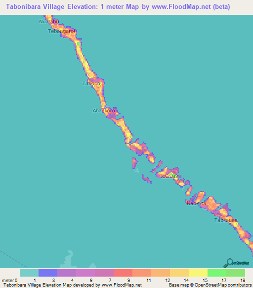 Tabonibara Village,Kiribati Elevation Map