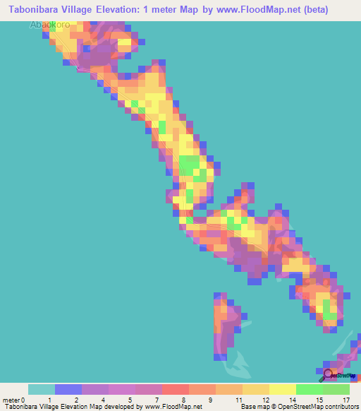 Tabonibara Village,Kiribati Elevation Map