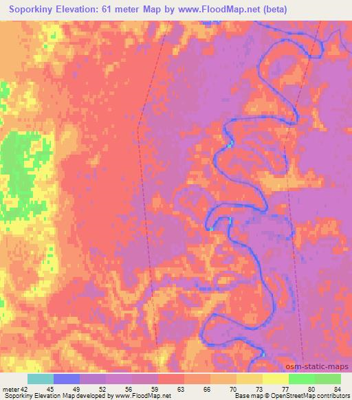 Soporkiny,Russia Elevation Map