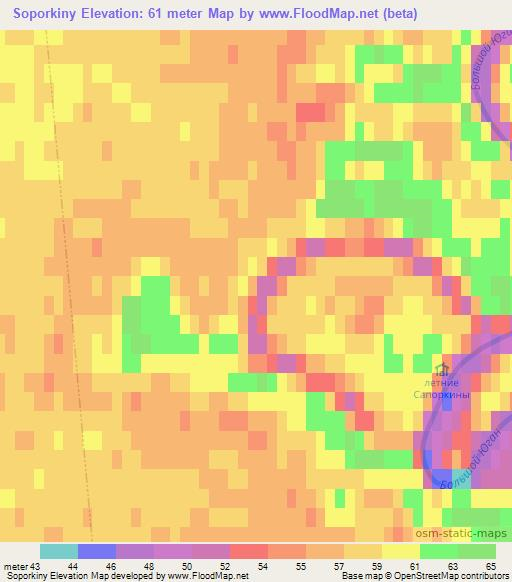 Soporkiny,Russia Elevation Map