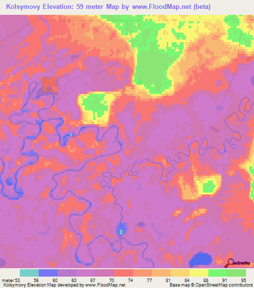 Kolsymovy,Russia Elevation Map