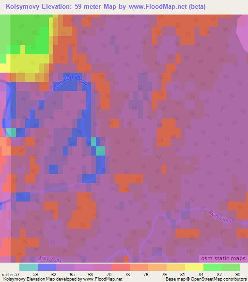 Kolsymovy,Russia Elevation Map