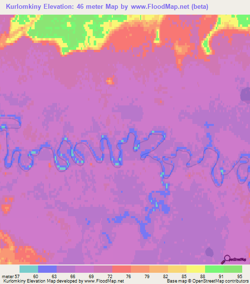 Kurlomkiny,Russia Elevation Map