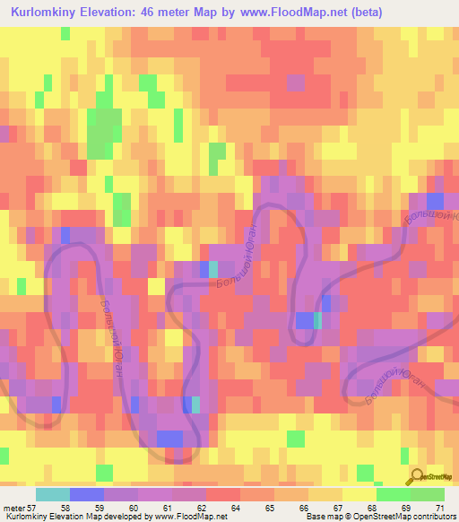 Kurlomkiny,Russia Elevation Map