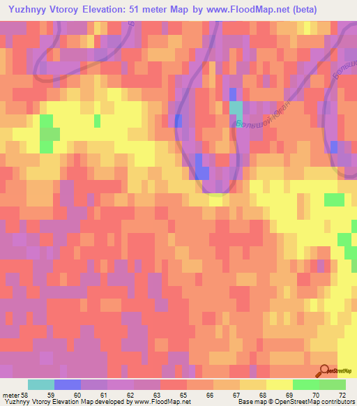 Yuzhnyy Vtoroy,Russia Elevation Map