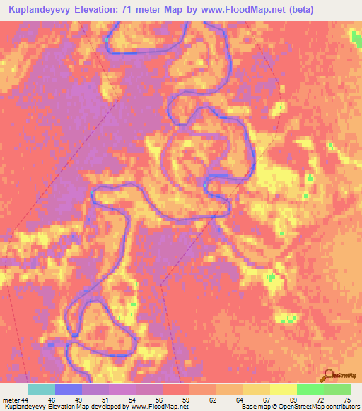 Kuplandeyevy,Russia Elevation Map