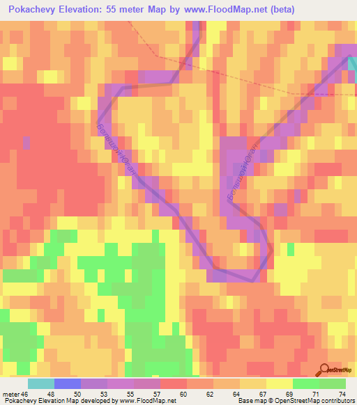 Pokachevy,Russia Elevation Map