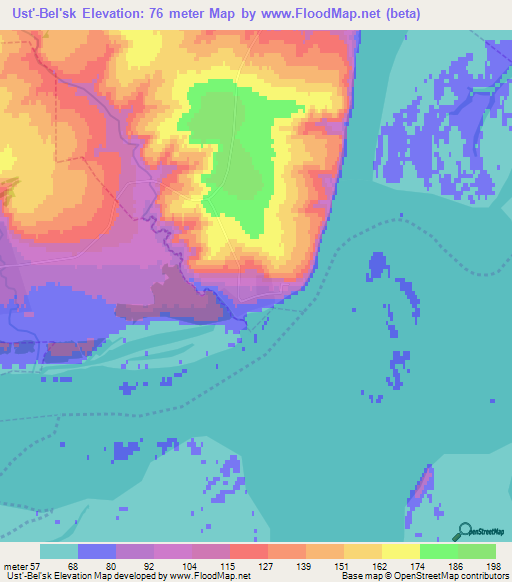 Ust'-Bel'sk,Russia Elevation Map