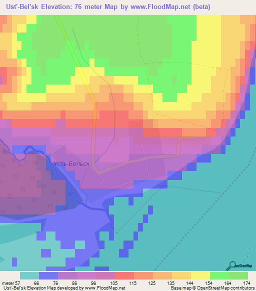 Ust'-Bel'sk,Russia Elevation Map