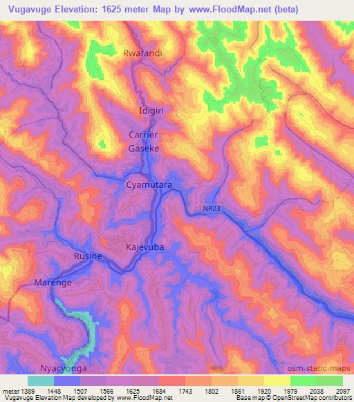 Vugavuge,Rwanda Elevation Map