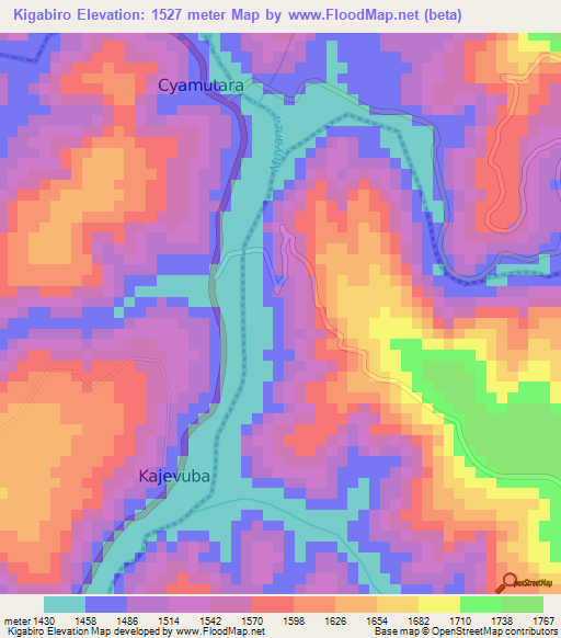 Kigabiro,Rwanda Elevation Map