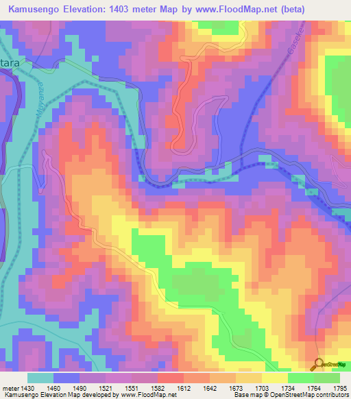 Kamusengo,Rwanda Elevation Map