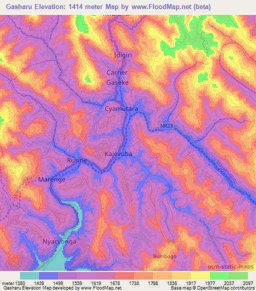 Gasharu,Rwanda Elevation Map