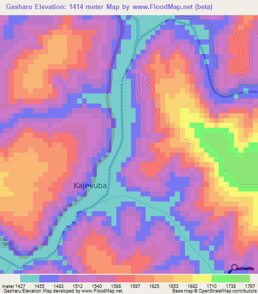 Gasharu,Rwanda Elevation Map