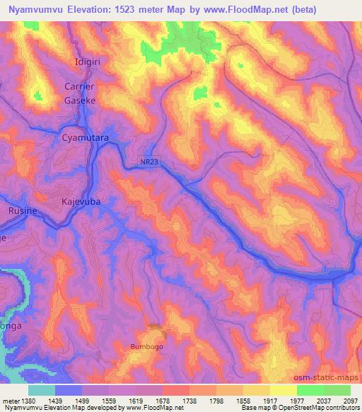 Nyamvumvu,Rwanda Elevation Map