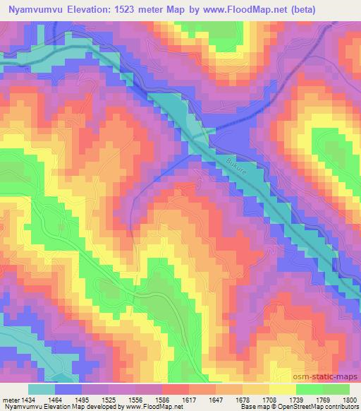 Nyamvumvu,Rwanda Elevation Map